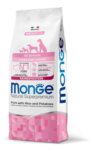 Monge Monoprotein Adulto Todas Las Razas cerdo arroz 12kg