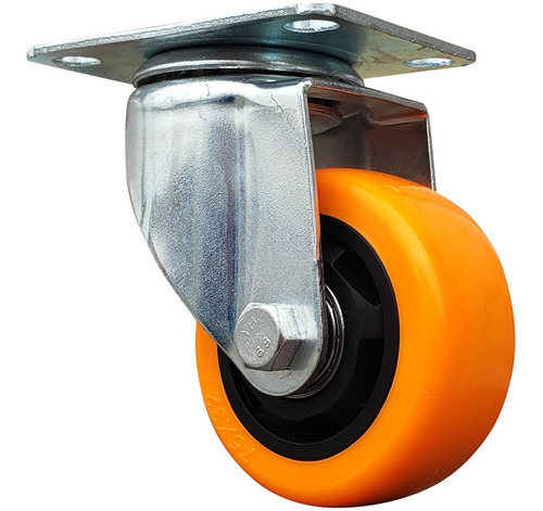 Rueda Giratoria Naranja Pvc 75x32 Mm S/f Doble Rodamiento