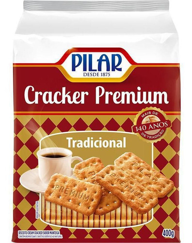 Biscoito Cream Cracker Manteiga Pilar Premium Pacote 400g