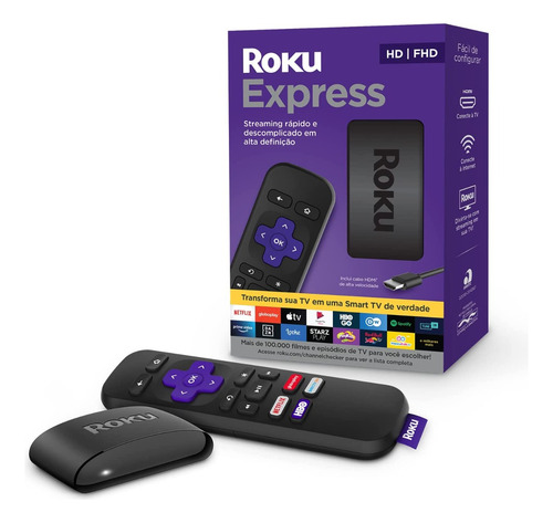 Roku Express Streaming Player Full Hd Hdmi Usb Com Controle