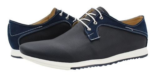 Imagen 3 de 8 de Zapato Casual Fino Oficina Azul Original Hombre Cómodo A56