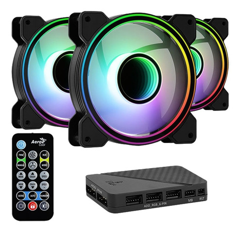 Imagen 4 de 5 de Kit 3 Ventiladores Gamer Aerocool Mirage 12 Pro Rgb 120mm