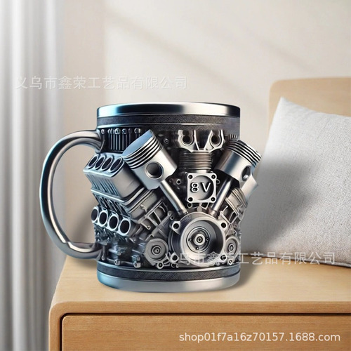 Taza Con Forma De Copa Engine V8, Adorno Mecánico De Resina
