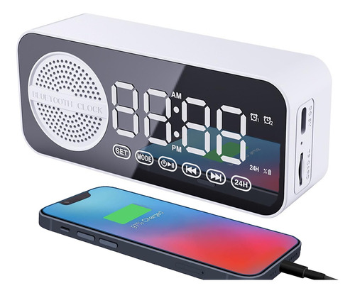 Qsmbntx Reloj Led Led Digital Con Altavoz Inalambrico, Doble