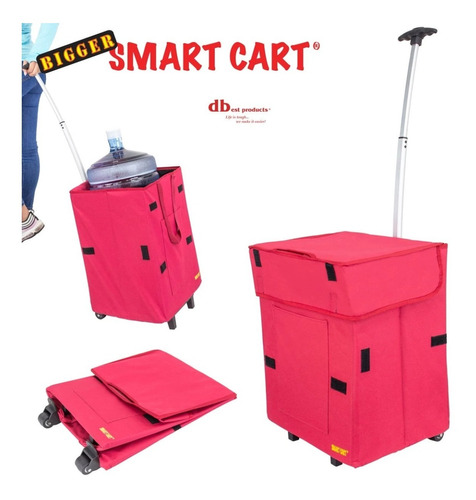 Carrito De Compras Plegable Multiuso Feria 48 Litros Red