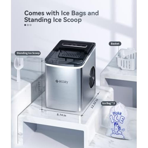 Máquina Hacer Hielo Portátil De Encimera, 9 Cubos Lis...