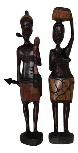 Escultura Africana Casal De Madeira Senegal Original