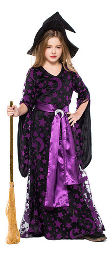 Disfraz De Bruja Para Niños De Halloween, Color Morado
