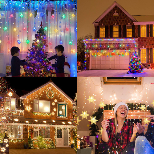 Luces De Carámbrago De Copos De Nieve De Navidad - Led De 40