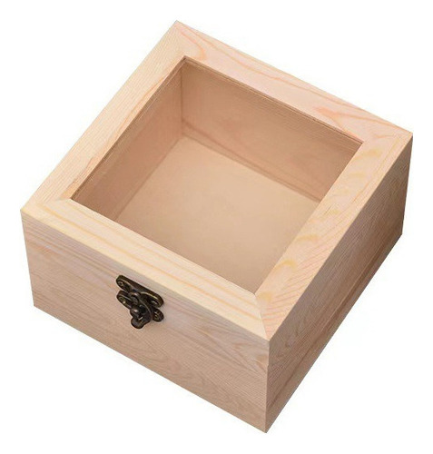 Caja De Madera Sin Terminar De 2 Piezas Con Tapa De Vidrio Y
