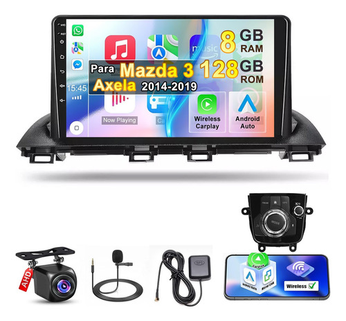 Autoestéreo Pantalla Táctil 8+128gb Mazda 3 Axela 2014-2019 Negro