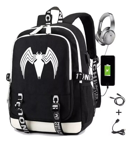 Mochila Negra De Estudiante Del Superhéroe Anti-spider-man