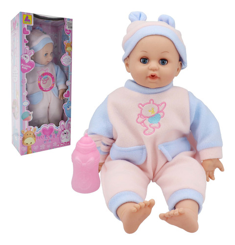 Bebe Dice Mamá Con Mamadera Bebote Muñeca 41cm