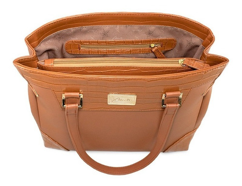 Imagen 4 de 4 de Bolsa Tote Detalle Reptil Color Camel Pawo
