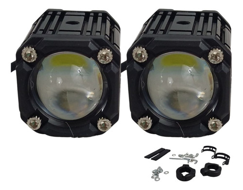 Faro Moto 1led 20w Blanco/rojo 2 Piezas