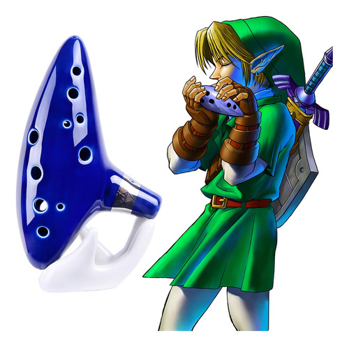 Ocarina Zelda + Cancionero + Manual Barata 12 Orificios Link, Ocarina Ceramic Alto C De 12 Hoyos Con Libro De Texto