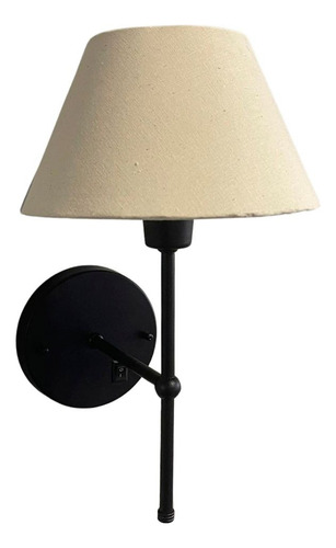 Arandela Parede Colonial Com Interruptor Na Base E Cupula Estrutura Preto Cúpula Bege 127/220v