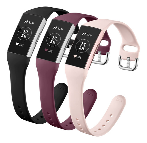 Correas De Silicona Delgada Para Fitbit Charge 3 De 3 Piezas