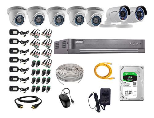 Kit 7 Camaras De Seguridad Hikvision Hd Completo Hdd 2tb P2p