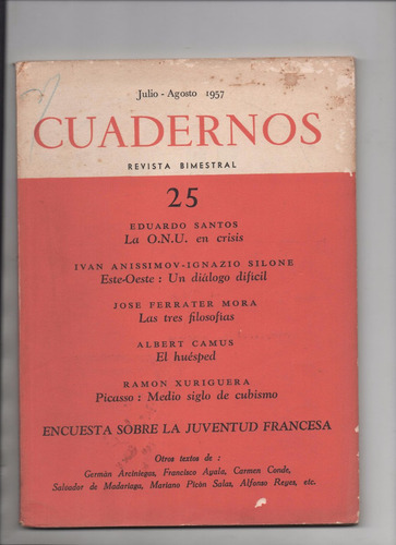 Revista Cuadernos Nº25. Ferrater Mora, Albert Camus Y Más (Usado)