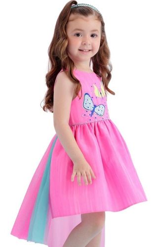 Vestido Infantil Pink Mon Sucré Borboleta Print Fly 21036
