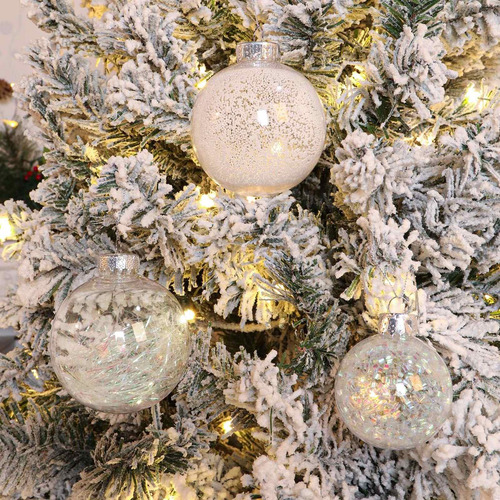 Paquete De Adornos Para Arbol De Navidad Color Blanco 8 Pcs