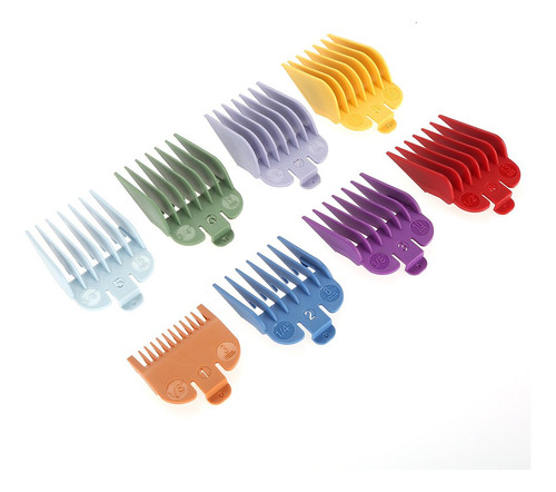 8 Tamaños Cortador De Pelo Guía Peine Set Rainbow Color Clipper Repuestos Accesorios De Corte De Pelo Se Adapta A La Mayoría De Los Recortadores De Pelo Wahl De Tamaño Completo