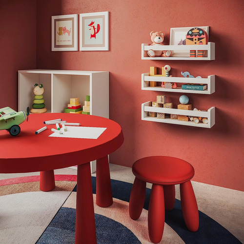 Juego De 3 Repisas De Pared Flotante De Madera Blanca