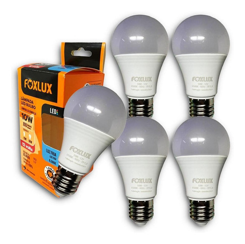 Kit 5 Lâmpadas Led Bulbo 12v 10w 6.500k Foxlux