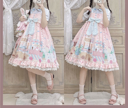 Vestidos Vintage Camisola Volante Traje Cosplay Lolita Mujer