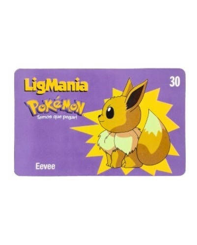 Cartão Telefônico Ligmania Pokémon - Eevee - 20/30