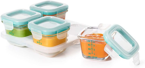 Imagen 4 de 7 de Oxo Tot Vidrio 4 Contenedor Hermético Almacena Comida Bebé