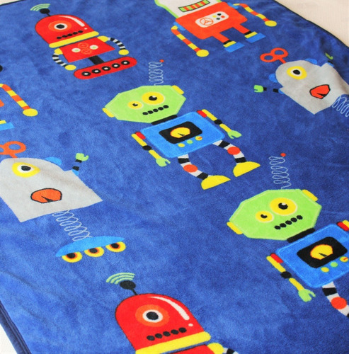 Imagen 3 de 3 de Cobertor Ligero Infantil 1.00x1.30 Suave Cálido Robots
