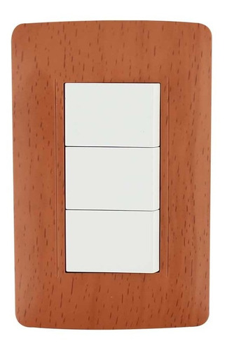 Apagador Triple Sanelec Con Placa Linea Toscana Wooden