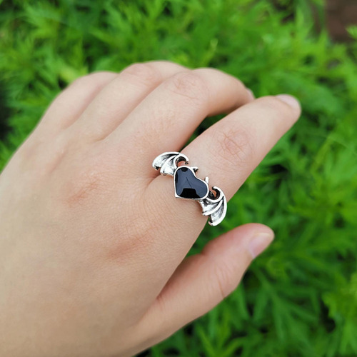 2 Bat Heart Wing Gothic Finger For Cosplay Party Black