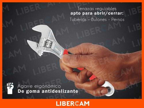 Imagen 6 de 10 de Llave Ajustable Francesa 8 Pulgadas 200mm Mango Goma