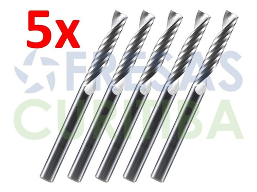 5 Fresas Topo 1 Corte 3.175mm X 25mm Pvc Expandido. Cnc