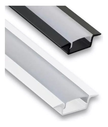 Kit 10 Perfis De Led Embutir 24mm Preto - Barra 3m- Lumanti