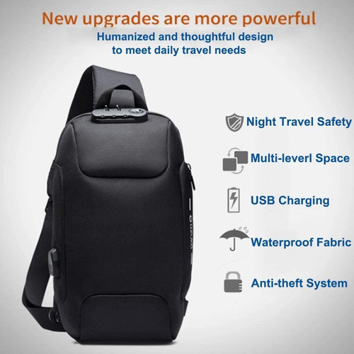 Ozuko Sling Usb Mochila Antirrobo Para Hombre