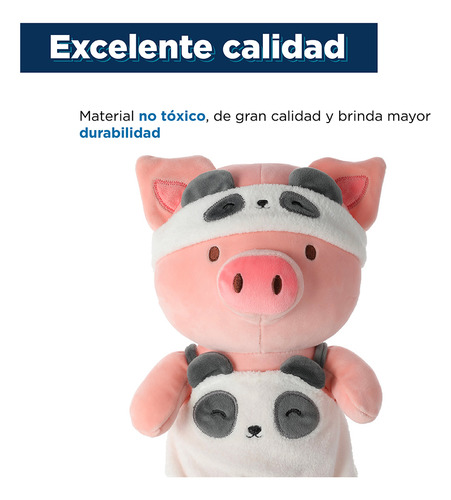 Miniso Peluche Cerdito Con Overol De Pandita Felpa 21x33 Cm