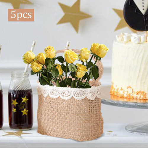 Nuevo 5x Cesta De Flores De Boda Bolsa De Regalo De Dulces