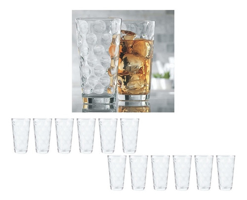 12 Vaso Bora Vidrio Grueso Resistente 450ml