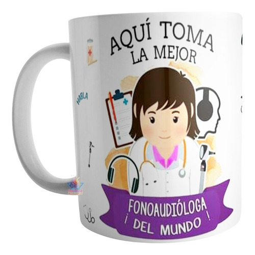 Taza Fonoaudióloga Mujer Regalo Cerámica Profesión La Mejor