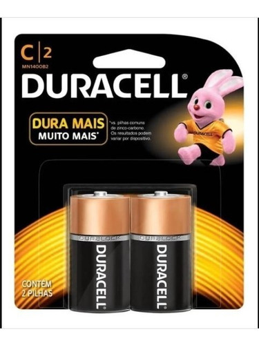 Pilha Alcalina Duracell Alcalina Média Com 2 Unidades C2