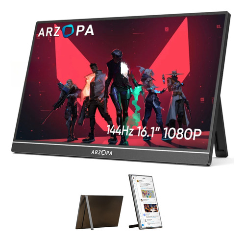 Monitor Portátil Arzopa Z1fc 16,1'' 144hz Ultrafino 1080p Fhd Ips Hdmi Usb-c Tela Extendida