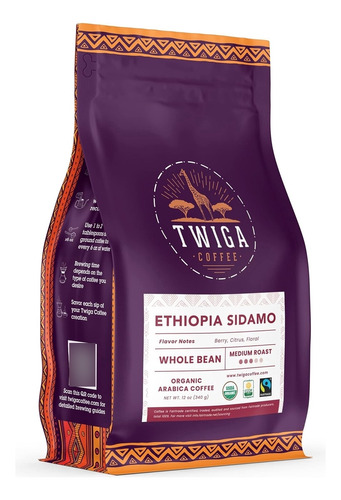 Twiga Coffee Café Sidamo De Etiopía | Usda Orgánico | Comerc