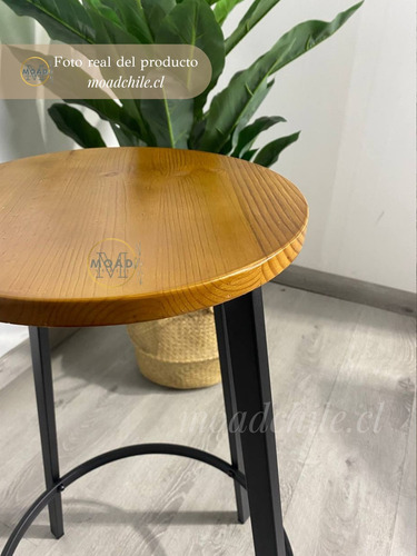 Banco Taburete De Bar Elipse Industrial Asiento De Madera