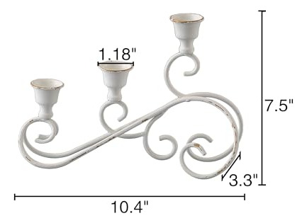Portavelas De Hierro Forjado Para 3 Velas Blancas