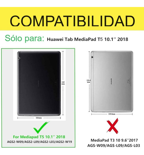 Funda Con Teclado para Huawei Mediapad T5 10.1 Ags2-l03 Ags2-l09 Color Negro