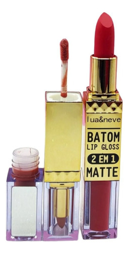 2 Em 1 Batom Matte E Lip Gloss Com Espelho Lua E Neve